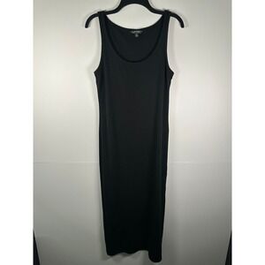 Ralph Lauren LRL Dress Womens L Black Maxi Tank Side Snap Buttons Casual